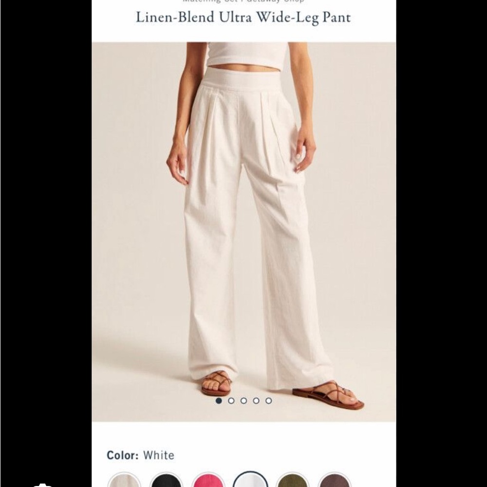 Abercrombie & Fitch White Linen-Blend Pants